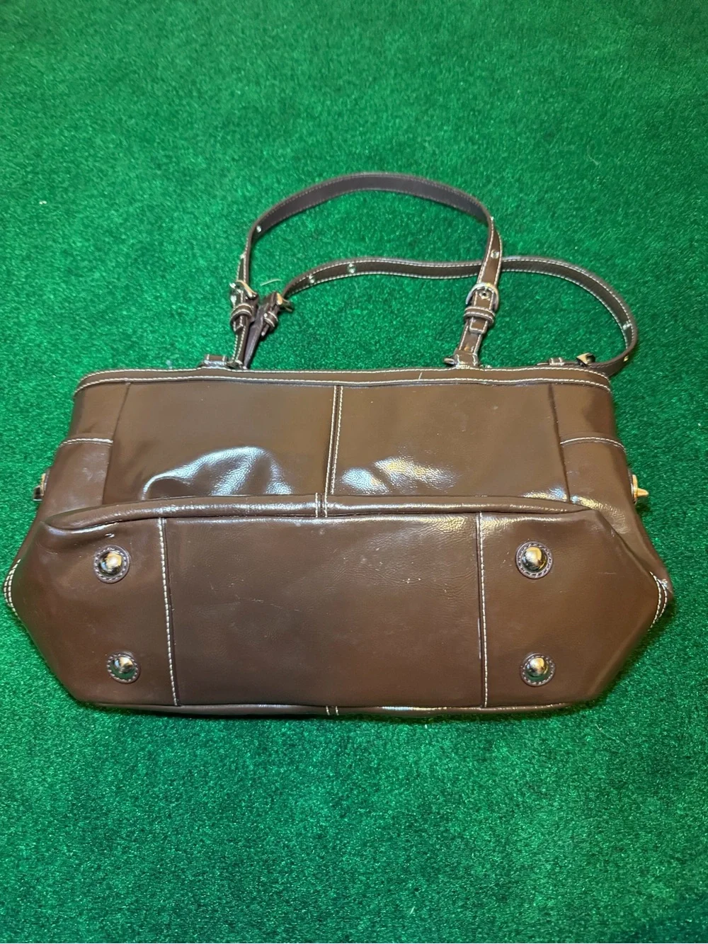 Coach Brown Leather Patent Shoulder Bag